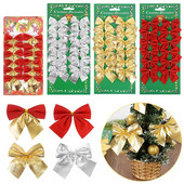 24/36gab Sarkani Ziemassvētku loki, Ziemassvētku eglīšu rotājumi mājām Ziemassvētku dāvanas Iepakojums Bowknot Jaungada Noela vainaga dekors