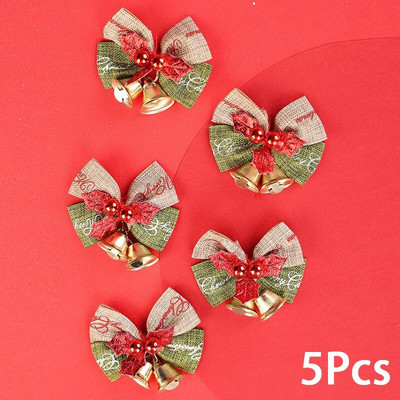 5 buc. Ornamente cu funde pentru brad de Crăciun Decoratiuni cu fundă mică de pânză de clopot, pentru petrecerea de nuntă, accesorii decorative, bricolaj, decor acasă