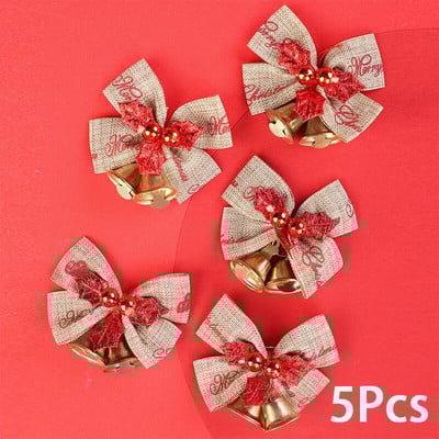 5 buc. Ornamente cu funde pentru brad de Crăciun Decoratiuni cu fundă mică de pânză de clopot, pentru petrecerea de nuntă, accesorii decorative, bricolaj, decor acasă
