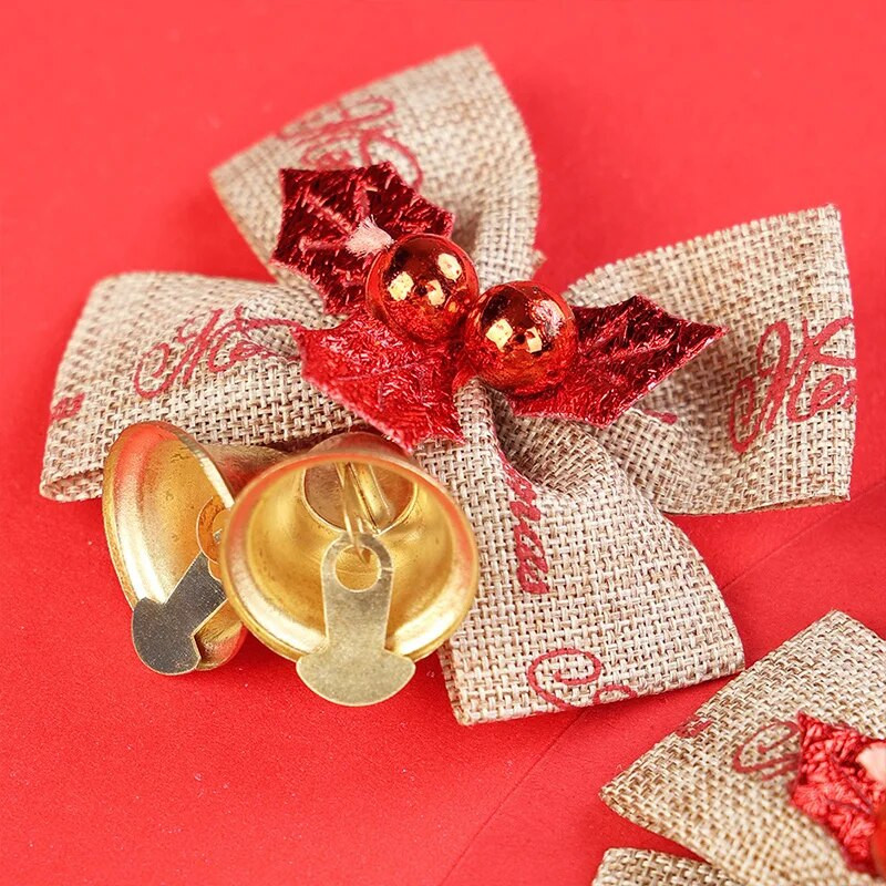 5 buc. Ornamente cu funde pentru brad de Crăciun Decoratiuni cu fundă mică de pânză de clopot, pentru petrecerea de nuntă, accesorii decorative, bricolaj, decor acasă