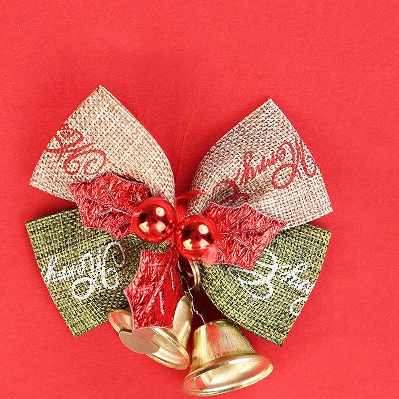 5 buc. Ornamente cu funde pentru brad de Crăciun Decoratiuni cu fundă mică de pânză de clopot, pentru petrecerea de nuntă, accesorii decorative, bricolaj, decor acasă