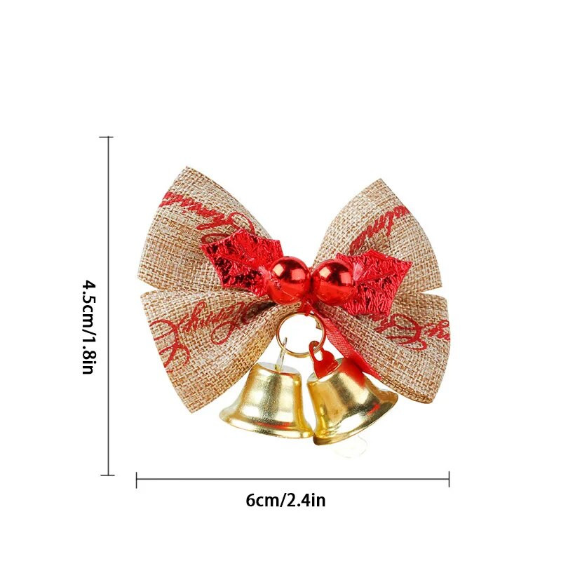 5 buc. Ornamente cu funde pentru brad de Crăciun Decoratiuni cu fundă mică de pânză de clopot, pentru petrecerea de nuntă, accesorii decorative, bricolaj, decor acasă