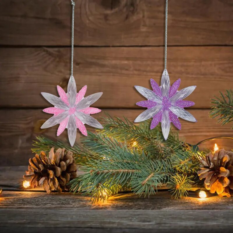 2gab Ziemassvētku sniegpārsliņu rotājumi Dzidra akrila sniegpārsliņas Ziemassvētku amatniecības kulonu rotājumi mājām Ziemassvētku ballītei Jaunais gads 2023