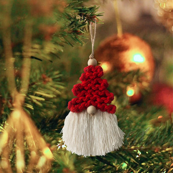 Домашно ръчно тъкан макраме гоблен с висулка Коледна елха Декорация Новогодишни подаръци Ръчно изработен Дядо Коледа Орнамент за Коледа