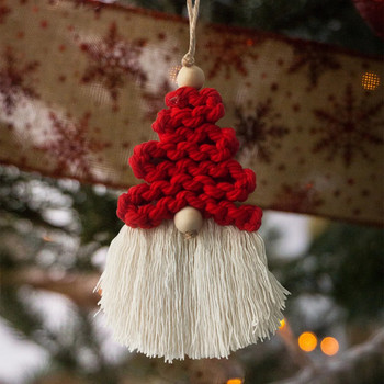 Домашно ръчно тъкан макраме гоблен с висулка Коледна елха Декорация Новогодишни подаръци Ръчно изработен Дядо Коледа Орнамент за Коледа
