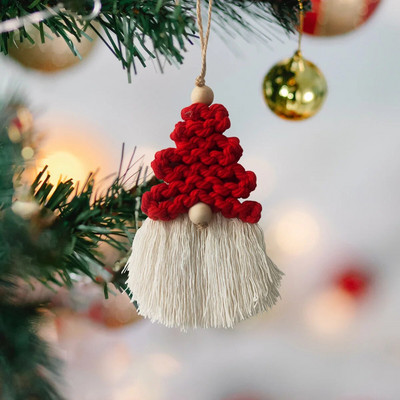 Kodu käsitsi kootud makramee ripats Gobelään jõulupuu kaunistus uusaasta kingitused käsitsi valmistatud jõuluvana kaunistus jõuludeks