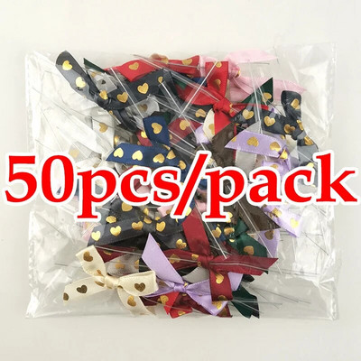 50db/csomag 45mm arany szív vegyes masni Valentin-napi dekorációhoz Ajándékcsomagolás Kézzel készített barkács készítés ruhakiegészítők