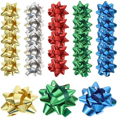 150 бр. Мини звезда и опаковъчна панделка за коледни цветни лъкове Коледни опаковки за подаръци Орнаменти Залепващи цветя Декор