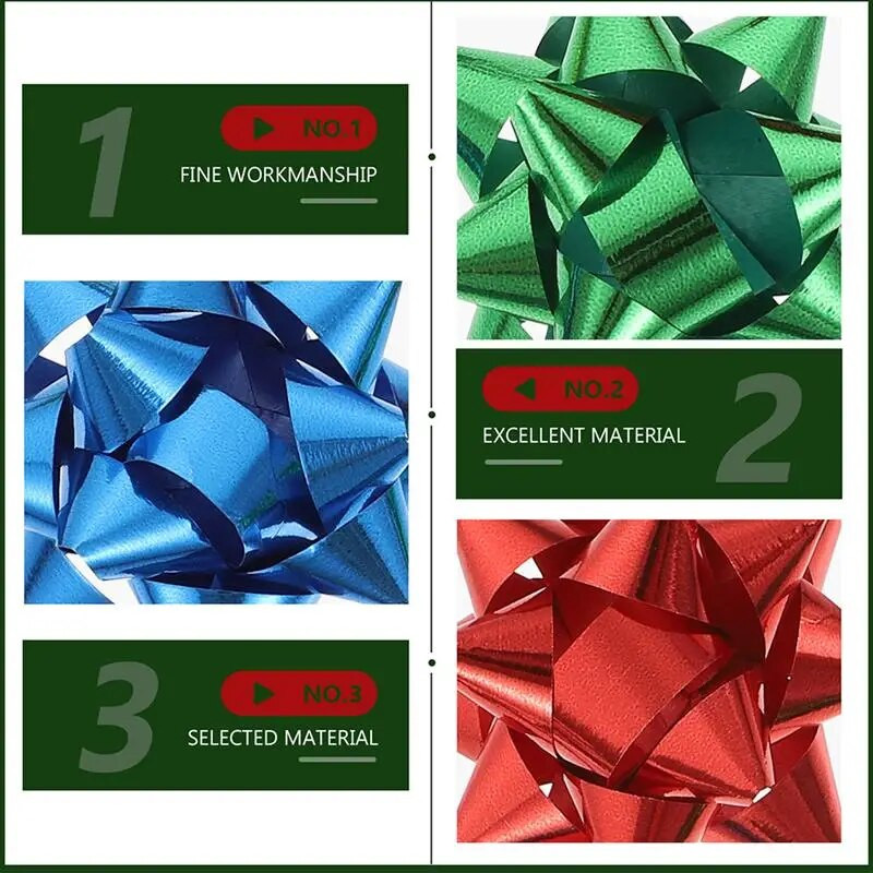 150gab Mini Star Bow & Dāvanu iesaiņošanas bantīte Ziemassvētkiem Krāsaini bantītes Ziemassvētku dāvanu iesaiņošanas rotājumi Līmējošie Ziedi Dekors