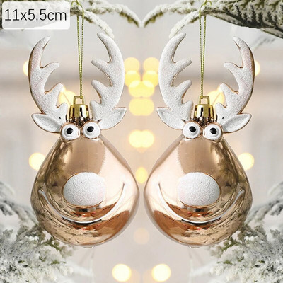 Ziemassvētku rotājumi 2gab. Kruķis Ziemassvētku vecītis Sniegavīrs Elk Ziemassvētku koka kulons 2022 — Ziemassvētku rotājums mājām Noels Dāvanas Navidad dekors