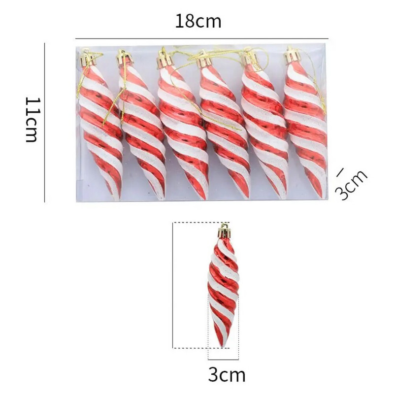 Kastes komplekts ar konfekšu lāsteku Ziemassvētku eglīšu rotājumiem, smailiem spirālveida pavedieniem, DIY, piekārtiem dekoriem, mājas dekorēšanai