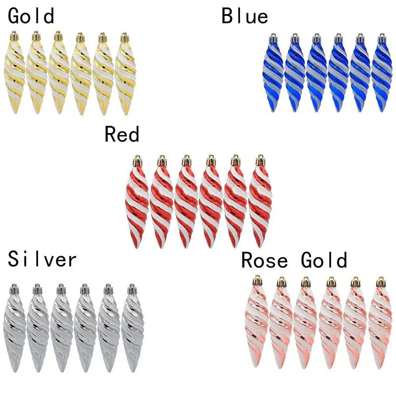 Kastes komplekts ar konfekšu lāsteku Ziemassvētku eglīšu rotājumiem, smailiem spirālveida pavedieniem, DIY, piekārtiem dekoriem, mājas dekorēšanai