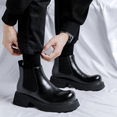 Μοντέρνα επώνυμα ανδρικά μποτάκια Classcis Business Μπότες Chelsea Μαύρα casual κοντά Vintage επώνυμα μποτάκια δερμάτινα επίσημα σκάφη