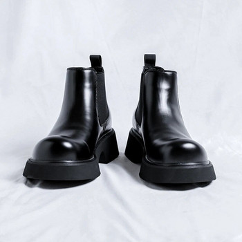 Μοντέρνα επώνυμα ανδρικά μποτάκια Classcis Business Μπότες Chelsea Μαύρα casual κοντά Vintage επώνυμα μποτάκια δερμάτινα επίσημα σκάφη
