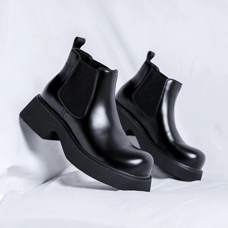 Μοντέρνα επώνυμα ανδρικά μποτάκια Classcis Business Μπότες Chelsea Μαύρα casual κοντά Vintage επώνυμα μποτάκια δερμάτινα επίσημα σκάφη