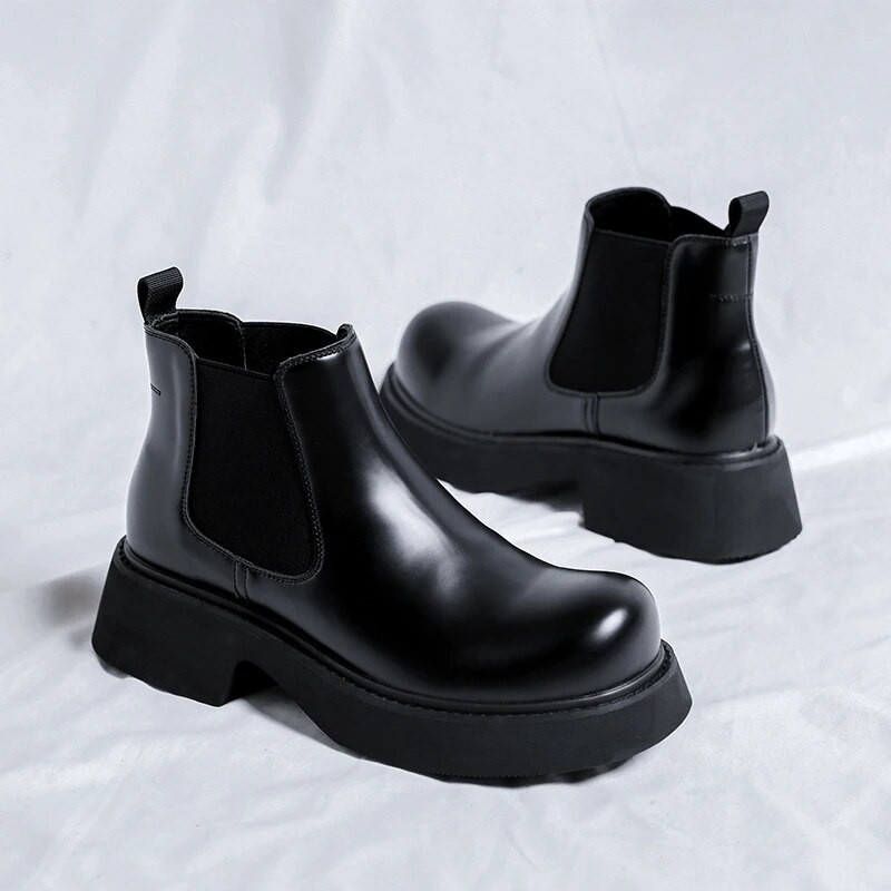 Μοντέρνα επώνυμα ανδρικά μποτάκια Classcis Business Μπότες Chelsea Μαύρα casual κοντά Vintage επώνυμα μποτάκια δερμάτινα επίσημα σκάφη