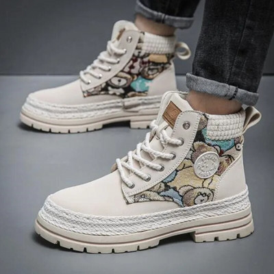 Rudens ziema Vīriešu apavi Sniega zābaki Kažokāda silta ikdienas ādas potītes platforma dizainers Luksusa kovboju cīņas taktiskā pārgājieni Čelsijā