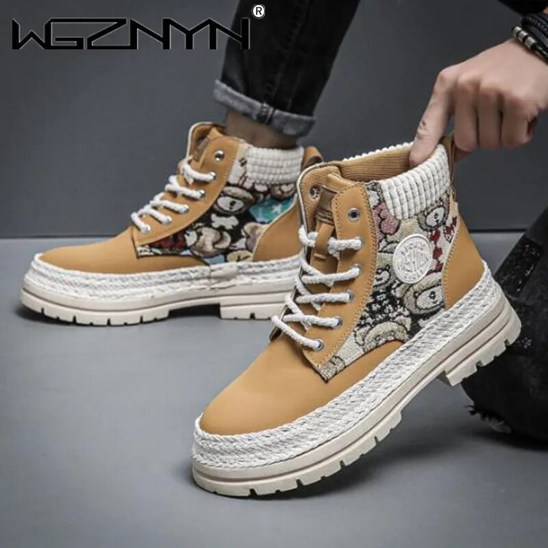 Rudens ziema Vīriešu apavi Sniega zābaki Kažokāda silta ikdienas ādas potītes platforma dizainers Luksusa kovboju cīņas taktiskā pārgājieni Čelsijā