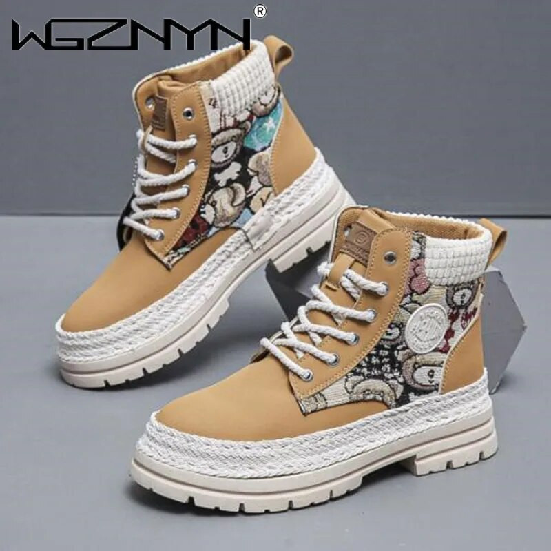 Rudens ziema Vīriešu apavi Sniega zābaki Kažokāda silta ikdienas ādas potītes platforma dizainers Luksusa kovboju cīņas taktiskā pārgājieni Čelsijā