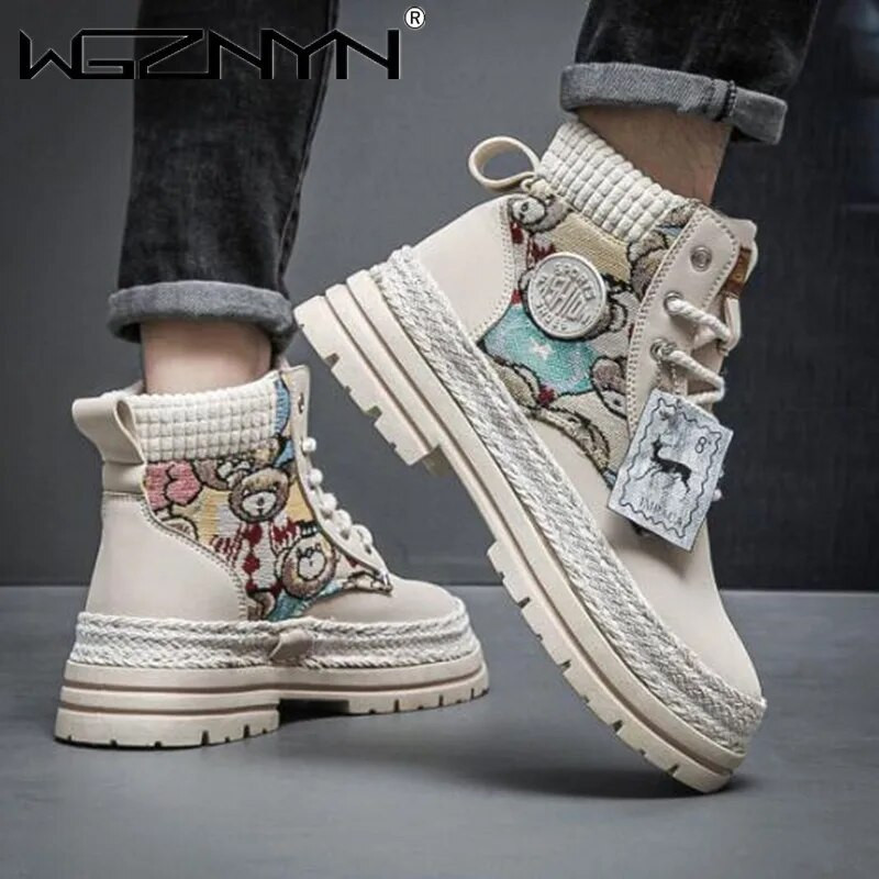 Rudens ziema Vīriešu apavi Sniega zābaki Kažokāda silta ikdienas ādas potītes platforma dizainers Luksusa kovboju cīņas taktiskā pārgājieni Čelsijā