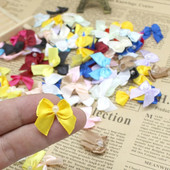 50/100gab. Jauktas krāsas rubāna Satīna Lentes bantes 25mm Rokas bantītes Mazas bantes amatniecībai Ziemassvētki Scrapbooking Šūšanas aksesuāri