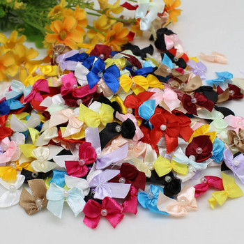50/100 бр. Смесени цветове ruban сатенена панделка, 25 мм ръчна вратовръзка с бантика, малки лъкове за занаяти, коледни скрапбукинг, шевни аксесоари