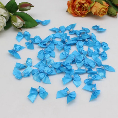 50/100gab. Jauktas krāsas rubāna Satīna Lentes bantes 25mm Rokas bantītes Mazas bantes amatniecībai Ziemassvētki Scrapbooking Šūšanas aksesuāri