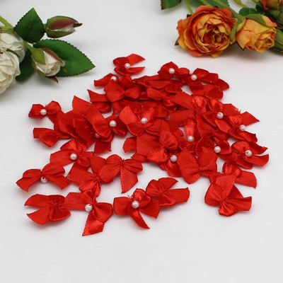 50/100gab. Jauktas krāsas rubāna Satīna Lentes bantes 25mm Rokas bantītes Mazas bantes amatniecībai Ziemassvētki Scrapbooking Šūšanas aksesuāri