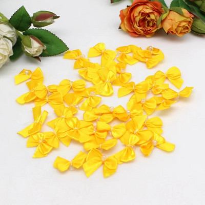 50/100gab. Jauktas krāsas rubāna Satīna Lentes bantes 25mm Rokas bantītes Mazas bantes amatniecībai Ziemassvētki Scrapbooking Šūšanas aksesuāri