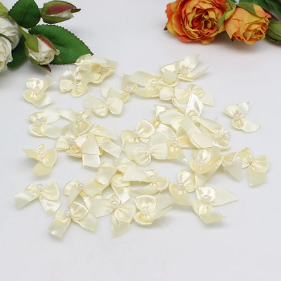 50/100gab. Jauktas krāsas rubāna Satīna Lentes bantes 25mm Rokas bantītes Mazas bantes amatniecībai Ziemassvētki Scrapbooking Šūšanas aksesuāri