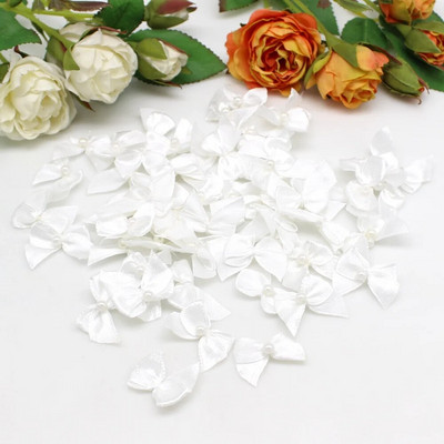 50/100gab. Jauktas krāsas rubāna Satīna Lentes bantes 25mm Rokas bantītes Mazas bantes amatniecībai Ziemassvētki Scrapbooking Šūšanas aksesuāri