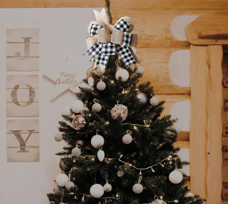 Fundita de pânză în carouri de bivol pentru coroană, decorațiuni rustice mari pentru copac de fermă pentru decorațiuni pentru uși de Crăciun, petreceri de nuntă de toamnă