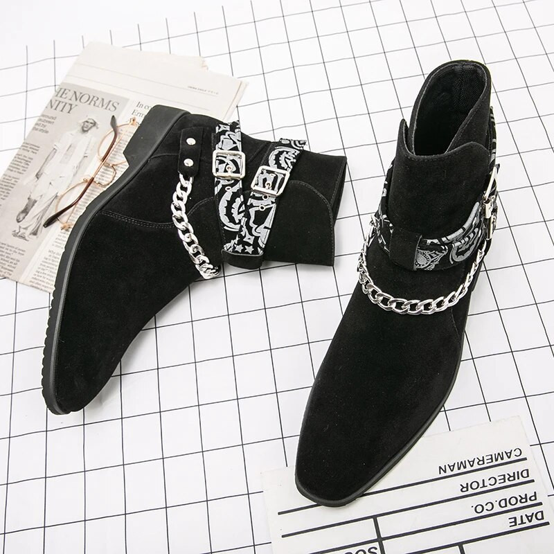 Divatos férfi csizmák új punk divatos csizmák kiváló minőségű PU bőr férfi alkalmi cipők Designer Cowboy Botas férfiaknak Chelsea csizma