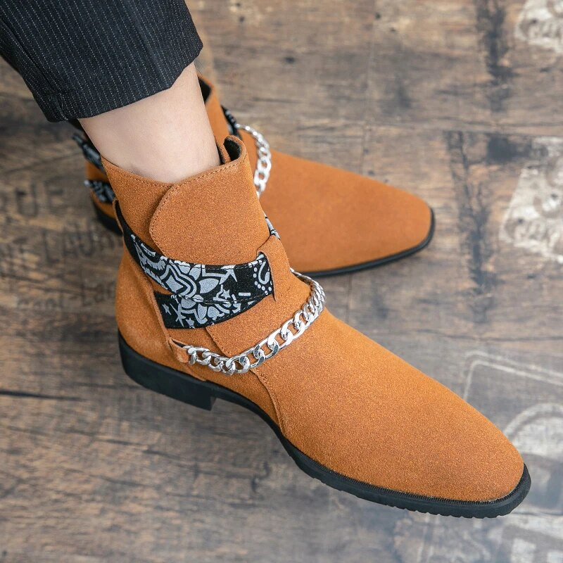 Divatos férfi csizmák új punk divatos csizmák kiváló minőségű PU bőr férfi alkalmi cipők Designer Cowboy Botas férfiaknak Chelsea csizma