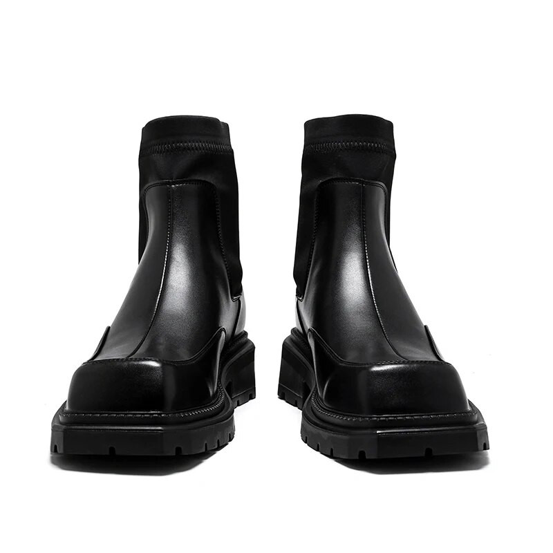Vīriešu zābaki Chelsea zābaki ar augstu augšējo daļu ikdienas komforta kleitu apavi Modes platformas potītes zābaki slīdoši vīriešu ādas ikdienas apavi