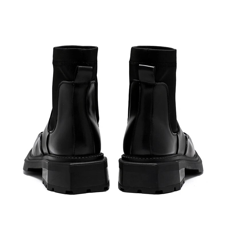 Vīriešu zābaki Chelsea zābaki ar augstu augšējo daļu ikdienas komforta kleitu apavi Modes platformas potītes zābaki slīdoši vīriešu ādas ikdienas apavi