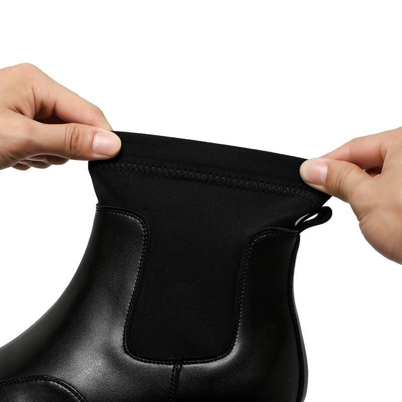 Vīriešu zābaki Chelsea zābaki ar augstu augšējo daļu ikdienas komforta kleitu apavi Modes platformas potītes zābaki slīdoši vīriešu ādas ikdienas apavi