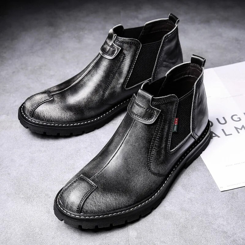 2023. gada ziemas siltie Chelsea zābaki Vīriešu augšējās ādas apavi Vīriešu puszābaki Modes rudens komforta vīriešu apavi Melni brūni pelēki 38-44