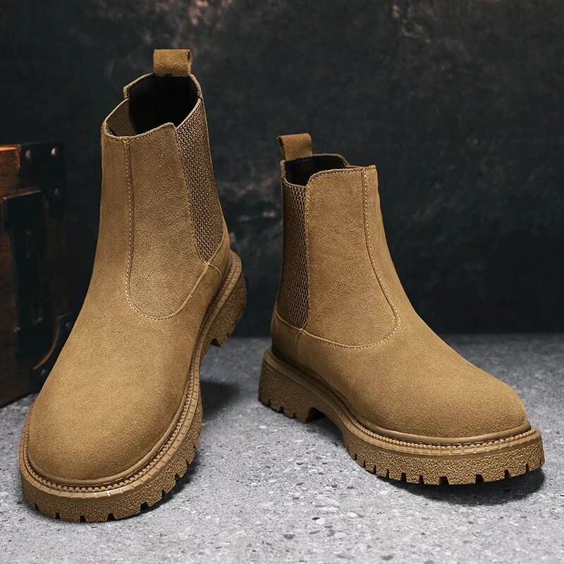 Itāļu vīriešu Chelsea zābaki Luksusa zīmola puszābaki ādas biroja vīriešu ikdienas zābaki Dizaina zamšādas ādas āra zābaki