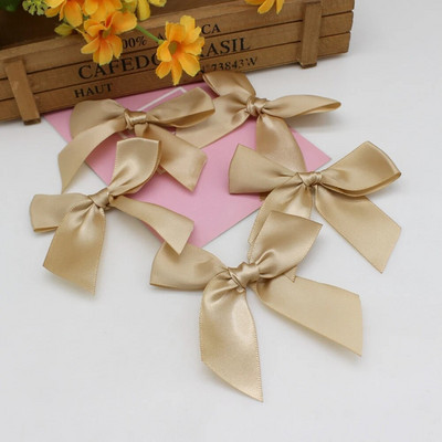 20/50GAB 85*85 mm rozā satīna lentes bantes Dekoratīvās bantes Mazas bantītes dāvanu puķes kāzu loks amatniecības rokām, DIY