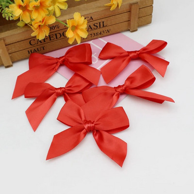 20/50GAB 85*85 mm rozā satīna lentes bantes Dekoratīvās bantes Mazas bantītes dāvanu puķes kāzu loks amatniecības rokām, DIY