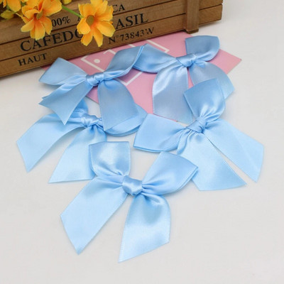 20/50GAB 85*85 mm rozā satīna lentes bantes Dekoratīvās bantes Mazas bantītes dāvanu puķes kāzu loks amatniecības rokām, DIY