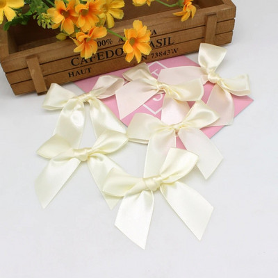 20/50GAB 85*85 mm rozā satīna lentes bantes Dekoratīvās bantes Mazas bantītes dāvanu puķes kāzu loks amatniecības rokām, DIY