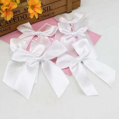 20/50GAB 85*85 mm rozā satīna lentes bantes Dekoratīvās bantes Mazas bantītes dāvanu puķes kāzu loks amatniecības rokām, DIY