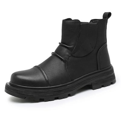 Ανδρικές επίσημες δερμάτινες μπότες Χειμερινά υπαίθρια casual παπούτσια Πλατφόρμας Μπότες αστράγαλο Πολυτελής μπότα μοτοσυκλέτας Chelsea Boots