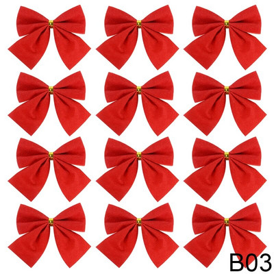 12/24 τμχ Μίνι φιόγκοι Χριστουγεννιάτικες διακοσμήσεις γάμου για το σπίτι Χρυσό κόκκινο παπιγιόν Χριστουγεννιάτικα στολίδια DIY Δώρο Συσκευασία Φιόγκοι Διακόσμηση