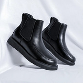 Luksusa vīriešu biznesa zābaki ziemas āra ādas formālie zābaki Augstas kvalitātes kleita puszābaki vīriešiem ikdienas Chelsea zābaki 2023