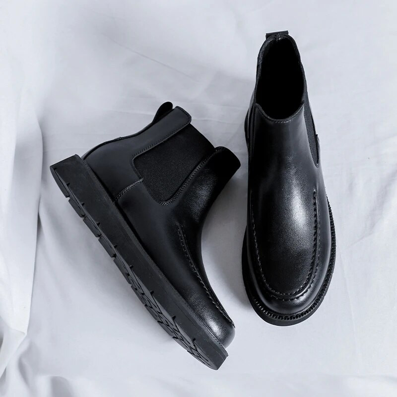 Luksusa vīriešu biznesa zābaki ziemas āra ādas formālie zābaki Augstas kvalitātes kleita puszābaki vīriešiem ikdienas Chelsea zābaki 2023