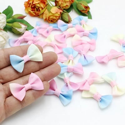 30gab./partija daudzkrāsu Mini maza apdruka lente Bow Pet Bowknot Craft ONLY BOW BEV CLIPS DIY Kāzu dekoru aksesuāri