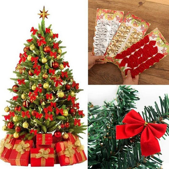 12 τμχ Χριστουγεννιάτικες φιόγκοι Κορδέλα Χριστουγεννιάτικο δέντρο Φιόγκος Κρεμαστό Στολίδι Φιόγκος για Χριστουγεννιάτικα στεφάνια Πρωτοχρονιάτικα είδη περιτυλίγματος